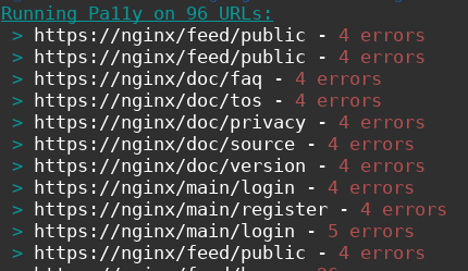 Accesibility report generated by Pa11y